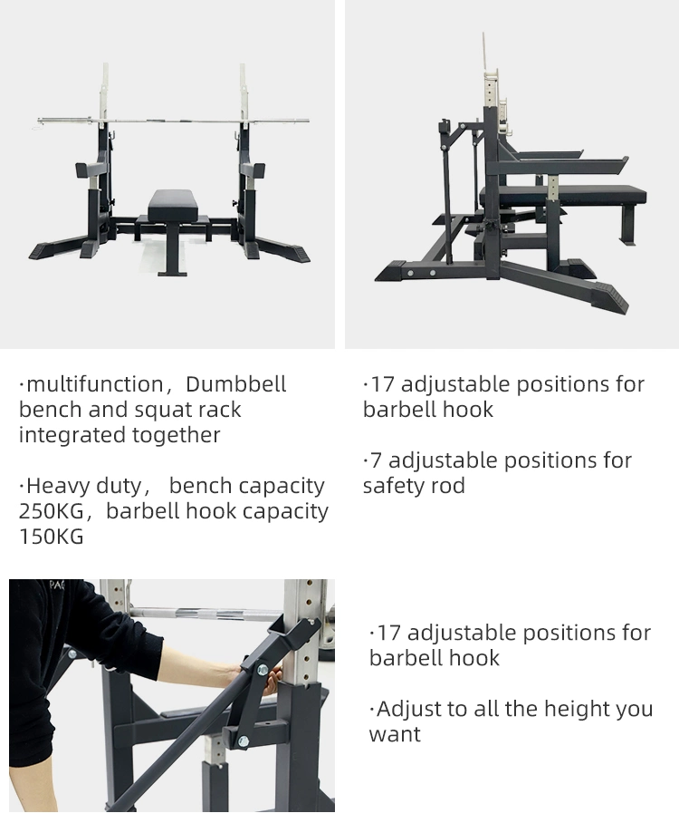 Adjustable Power Rack with Sport Bench for Weight Lifting, Strength Training Fitness Gym Equipment