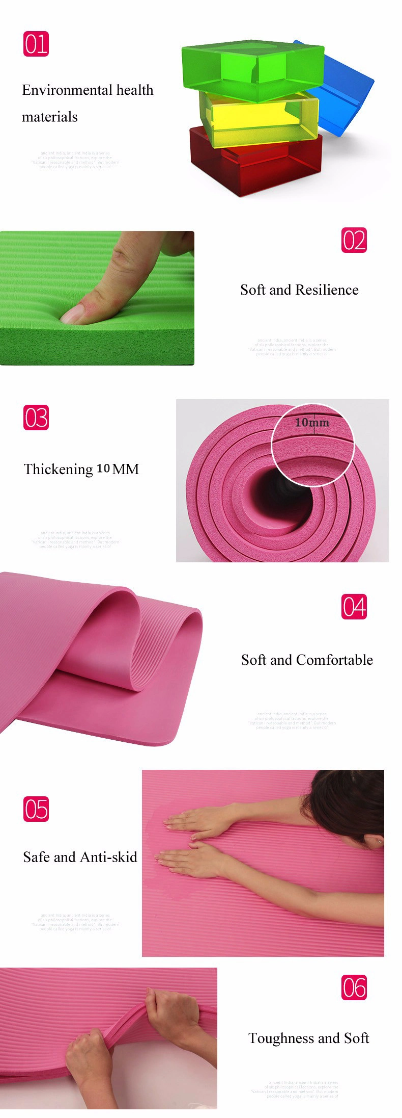 Fitness Training NBR High Quality Non -Slip Yoga Mat 15mm