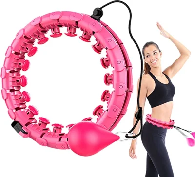 Elfsky Hula Hoop lesté, Adultes Fitness Hula Hoops, 24 Noeuds Détachables Poids Réglable Auto-Spinning Ball pour, 2 en 1 Fitness Perte de Poids en Massage Enfants/B