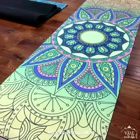 Tapis de yoga végétalien en daim imprimé UV Mandala personnalisé antidérapant pour salle de sport avec logo